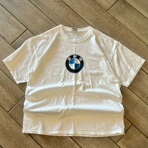 Vintage 90s BMW Logo White Tee Size XL